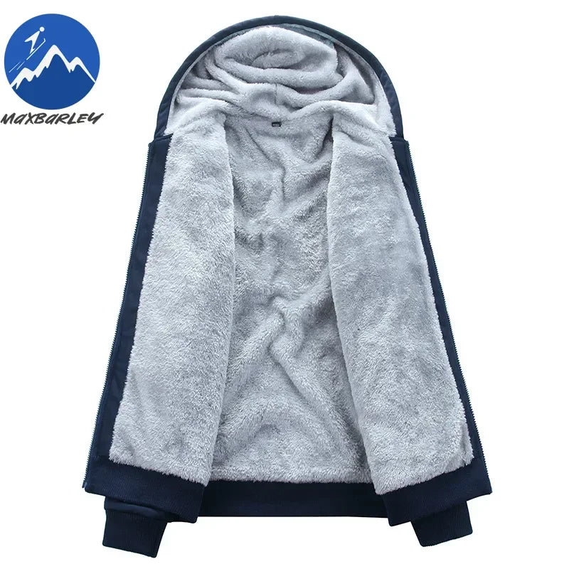 2025 Large Winter Mens Casual Sports Plush Set Hooded Coat + Pants Korean Edition Warm Thick Two Piece Set Fleece Clothes Men