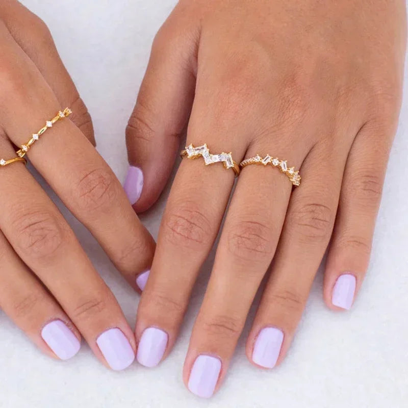 24k Gold-Plated Silver Bling Minimalist Multiple Styles CZ Finger Ring For lovers' Anniversary Engagement Ring Gift Fine Jewelry