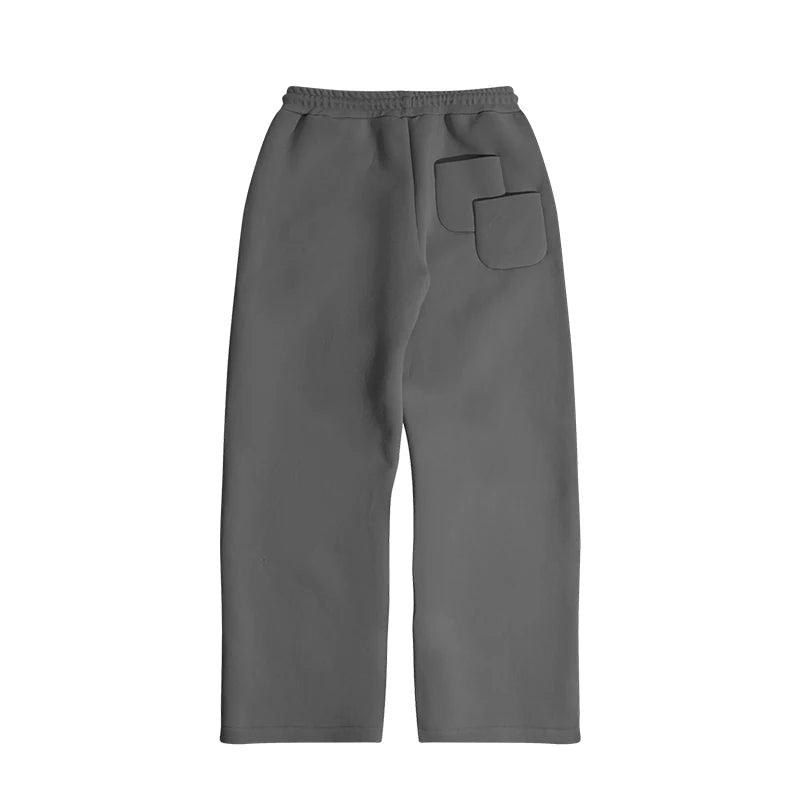 High Street Gothic Solid Color Sweatshirt Suit Punk Harajuku Vintage Hip Hop Rock Pocket Casual Streetwear Y2K Men's Sweatpants
