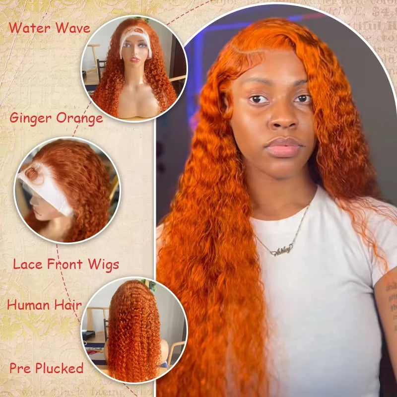 Nexora 350 Ginger Deep Wave Human Hair Wig 30 Inch 13x4 Lace Front  Wig Water Wave 13x6 Frontal For Women Curly Wigs Hd Lace
