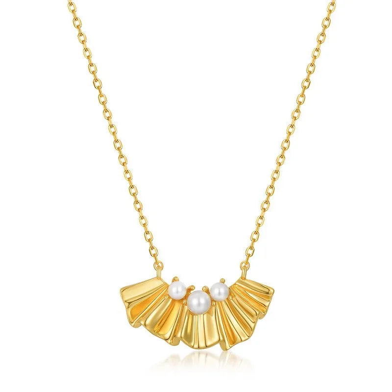 Romantic Gesang Flower Shell Bead 18K Gold PT950 Platinum Necklace Silk Neck Chain Silver Plated 7-Layer Gold