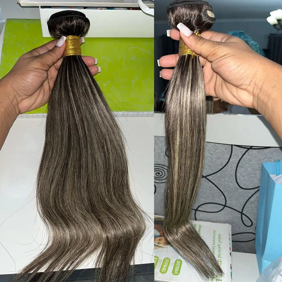 Straight Hair Bundles Mixed Color 1B 27 100%Human Hair 1/3/4Bundles Remy Hair Weave Extension Honey Blond Brazilian Virgin Hair