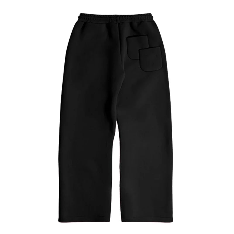 High Street Gothic Solid Color Sweatshirt Suit Punk Harajuku Vintage Hip Hop Rock Pocket Casual Streetwear Y2K Men's Sweatpants