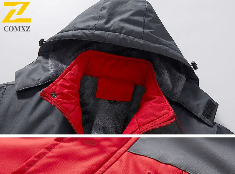 Men's Winter Thermal Jacket 2025 Waterproof Windproof Fleece-Lined Outdoor Coat Snow Skiing Mountaineering Warm Windbreaker