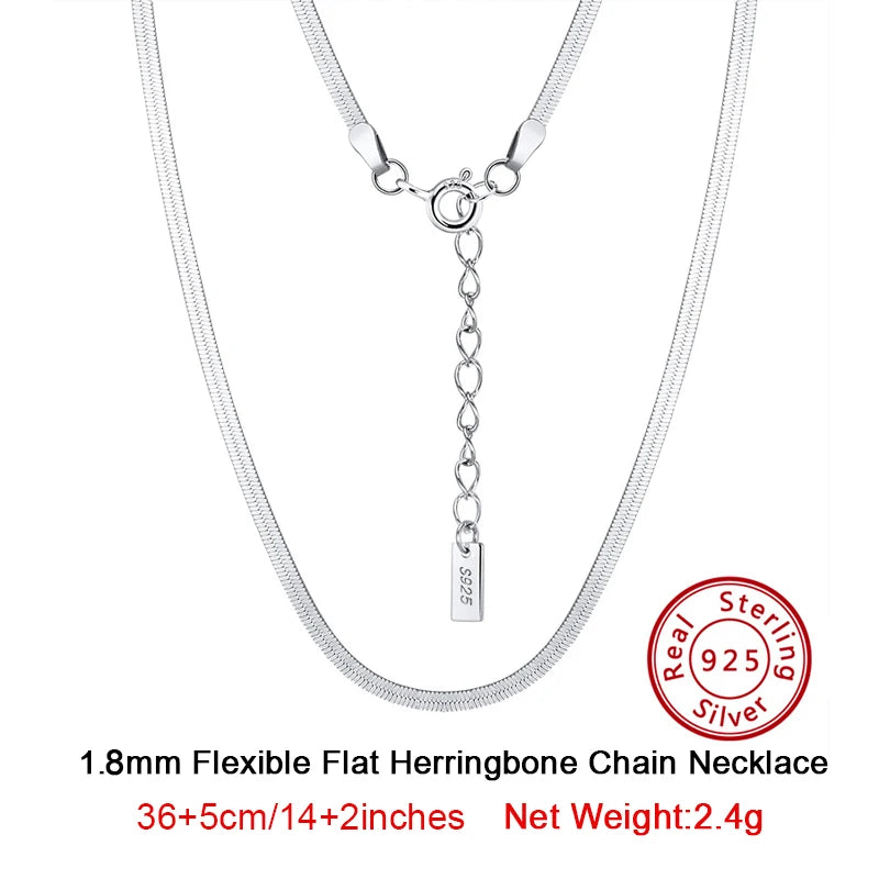 ORSA JEWELS 925 Sterling Silver 3mm Gold Flexible Flat Chain Herringbone Snake Chain Necklace for Women Neck Chain Jewelry SC35