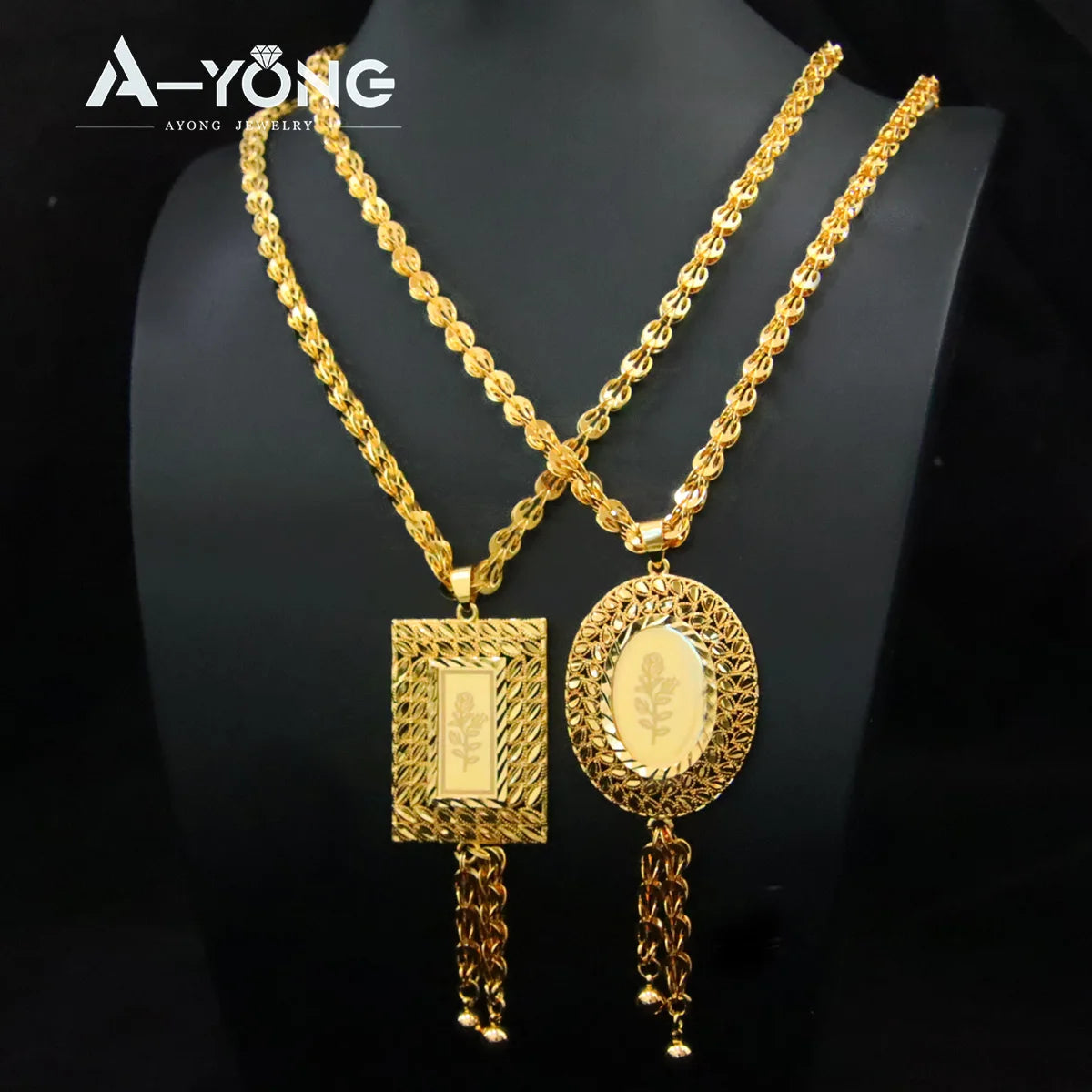 Middle Eastern Muslim Charm Pendant Necklace 21k Gold Plated Dubai Fashion Wedding Neck Chains Algeria Luxury Party Jewelry