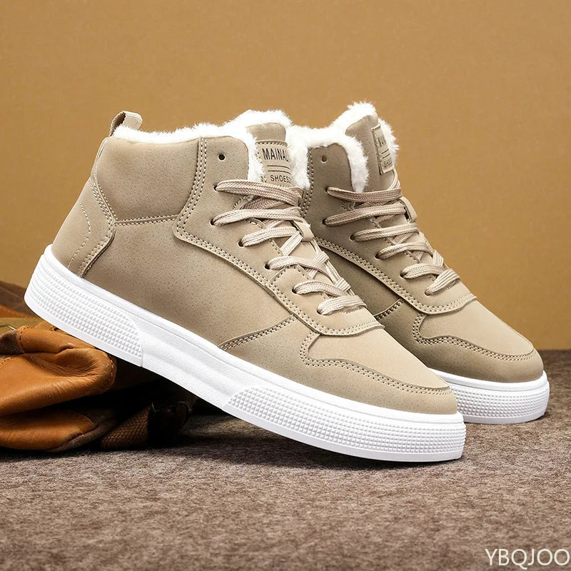 Fashionable versatile men's shoes high top cotton shoes men's winter warm plush casual comfortable board shoes sports shoes