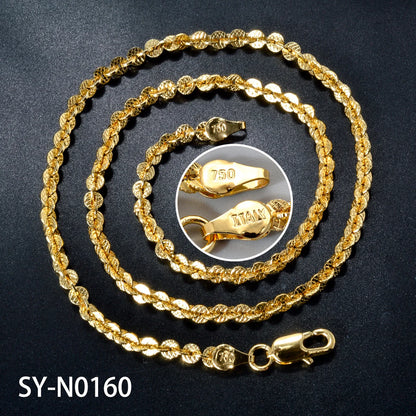 Fashion luxury Italy 750 18k gold plated Copper Link Chain Necklace For Women Jewelry Man Neck Accessories Charms Party Gift