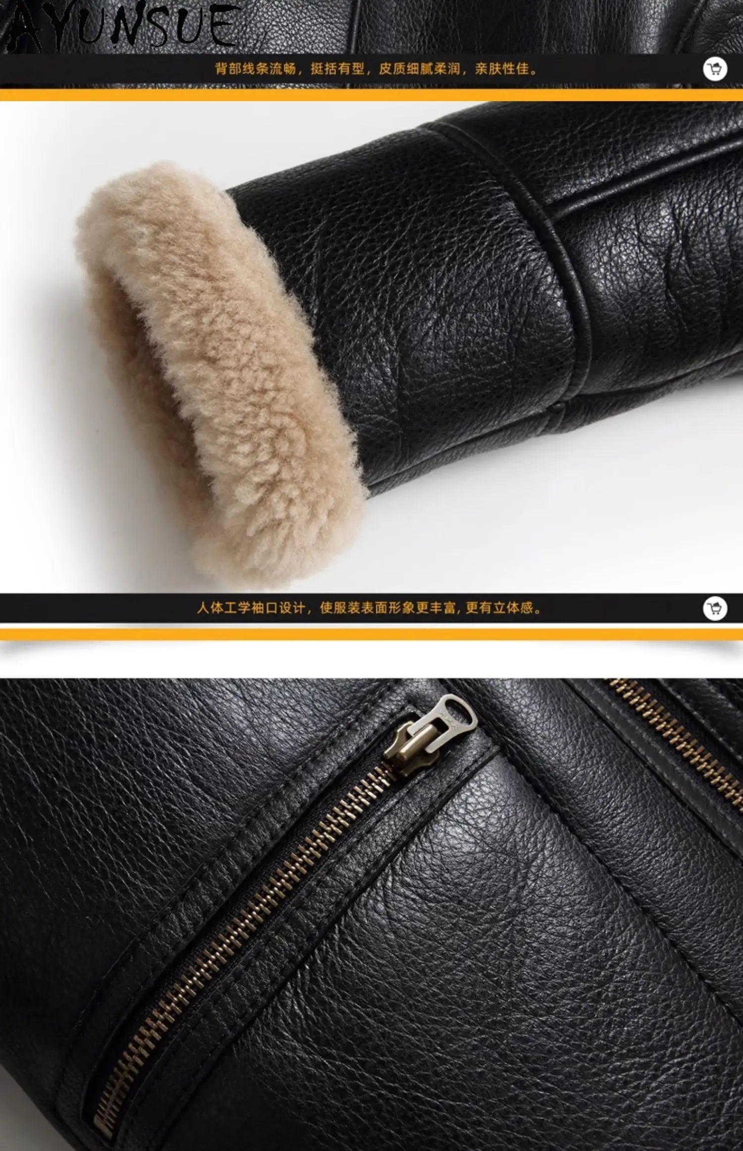 AYUNSUE Natural Sheepskin Wool Coat 25 Winter Jacket Mens Fur Jackets Coats Motocycle& Biker Genuine Leather Jacket Men Clothes
