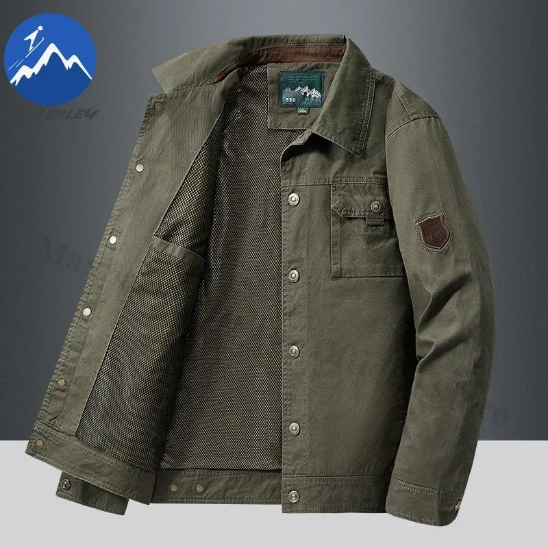Cargo Jackets 2025 Autumn Men Casual Windbreaker Fashion Working Jacket Coat Male Baseball Jackets Camping Outerwear Man Clothes