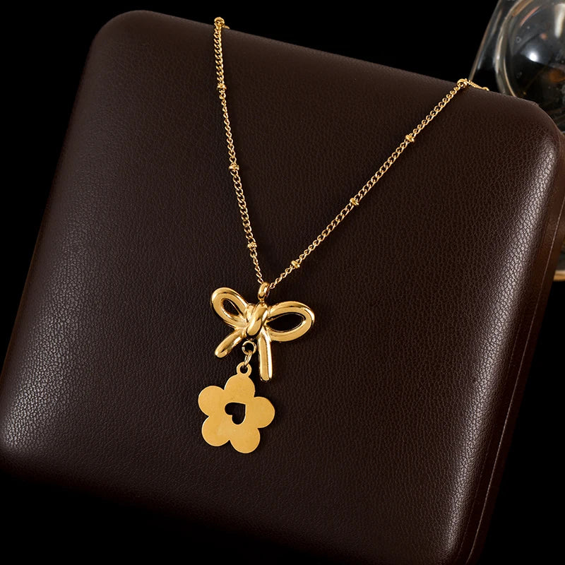 GANEMLY 316L Stainless Steel Eagle Phoenix Pendant Necklace For Women New Trendy 18K Gold Plated Neck Chain Waterproof Jewelry
