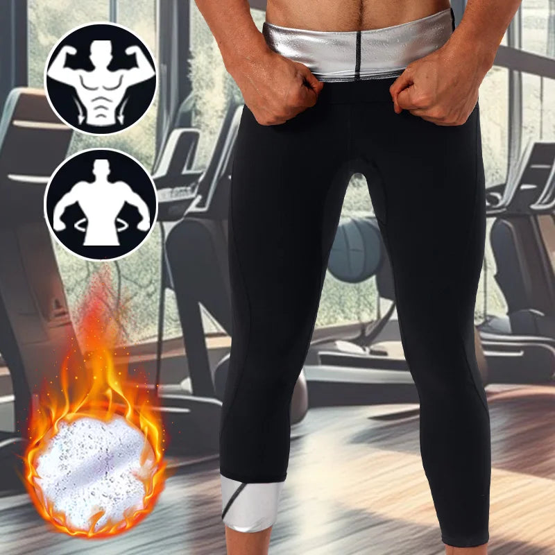 Men Sauna Sweat Pants for men Fat Workout Weight Loss Full Body Slimming Shaper Waist Trainer with Poecket Thermo Capris Legging