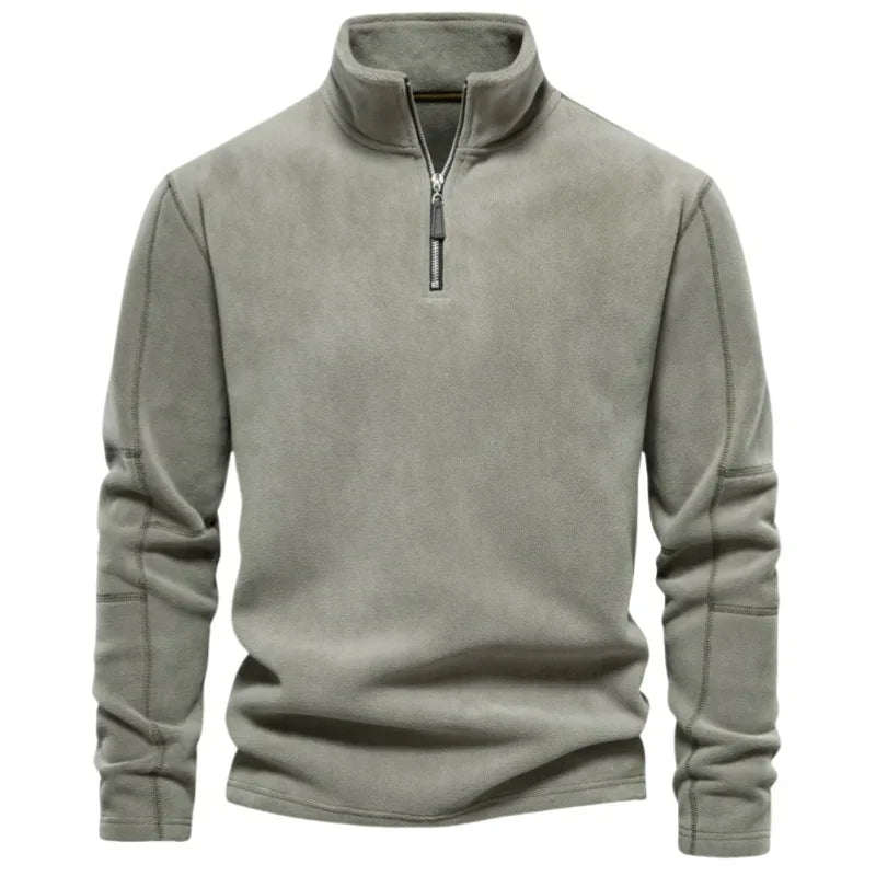 Autumn Winter Warm Pullover Men Casual Fleece Sweatshirts Sweater Male Zip Up Sweatshirt Stand Up Collar Blouse Tops Men Clothes
