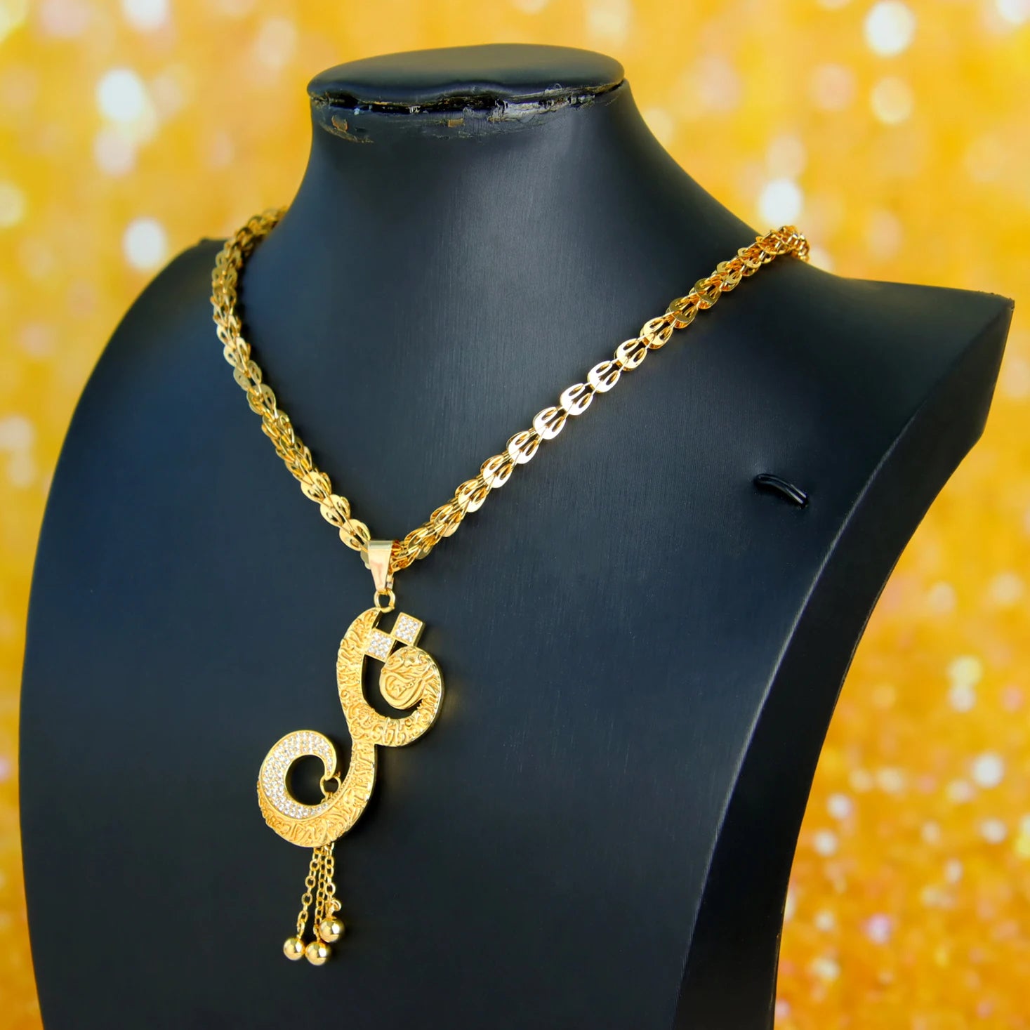Middle Eastern Muslim Charm Pendant Necklace 21k Gold Plated Dubai Fashion Wedding Neck Chains Algeria Luxury Party Jewelry