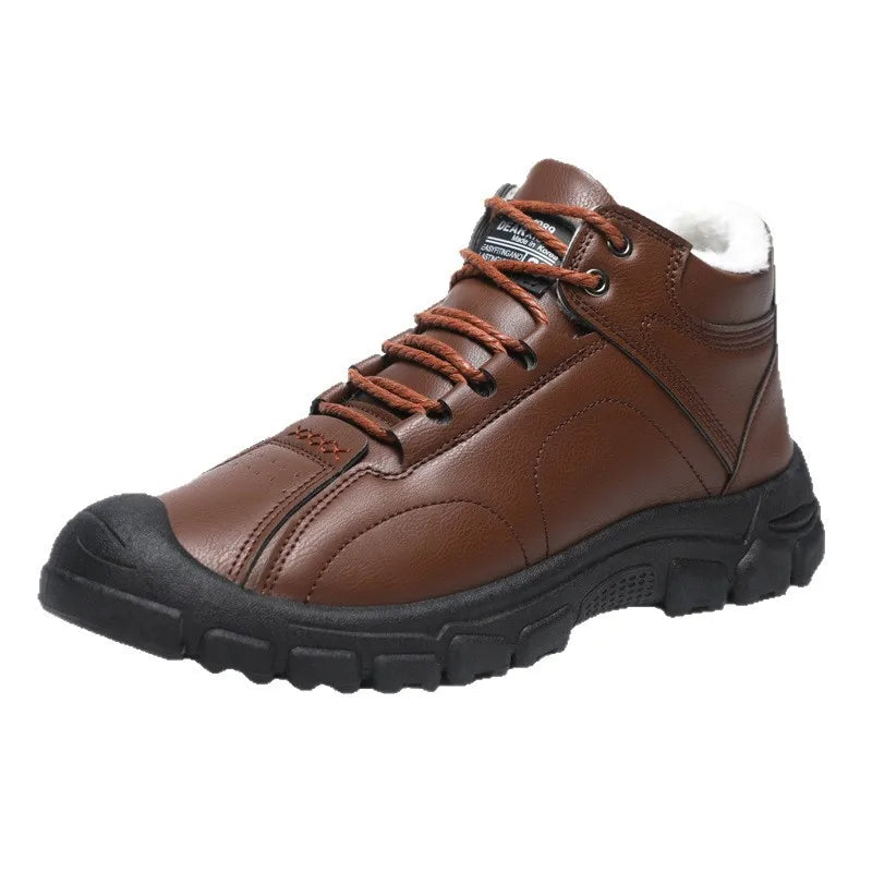 Men's winter thickened and warm snow boots, fashionable solid-color men's boots, soft-soled and soft-top men's shoes