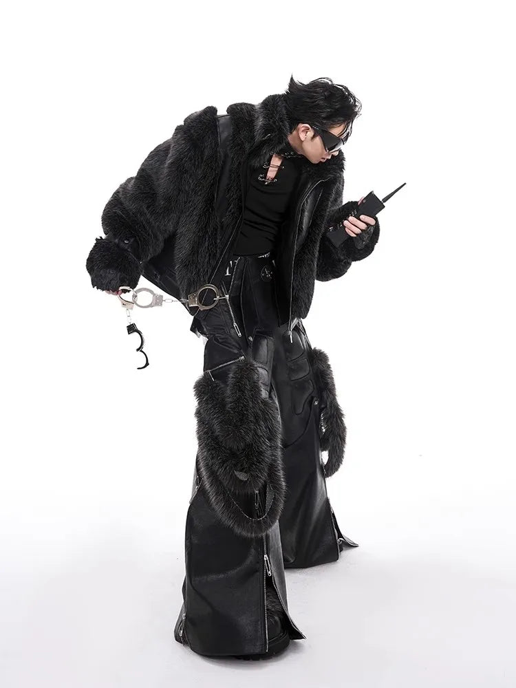 Mauroicardi Autumn Winter Cool Handsome Thick Warm Patchwork Faux Fur Coat Men Luxury Designer Clothes Zip Up Fluffy Jacket 2025