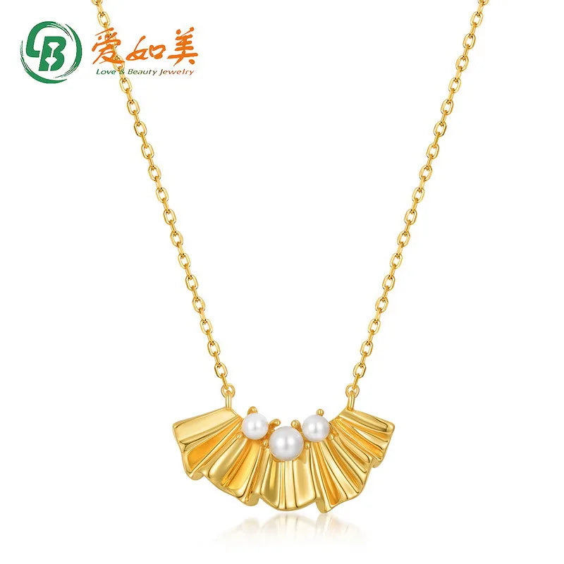 Romantic Gesang Flower Shell Bead 18K Gold PT950 Platinum Necklace Silk Neck Chain Silver Plated 7-Layer Gold