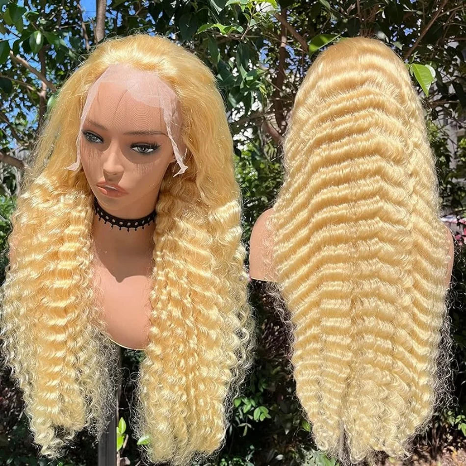 Blonde 613 HD Lace Frontal Wig 13x6 Blonde Water Wave Remy Human Hair 13x4 Lace Pre-Plucked Brazilian 100% Colored Curly Wigs