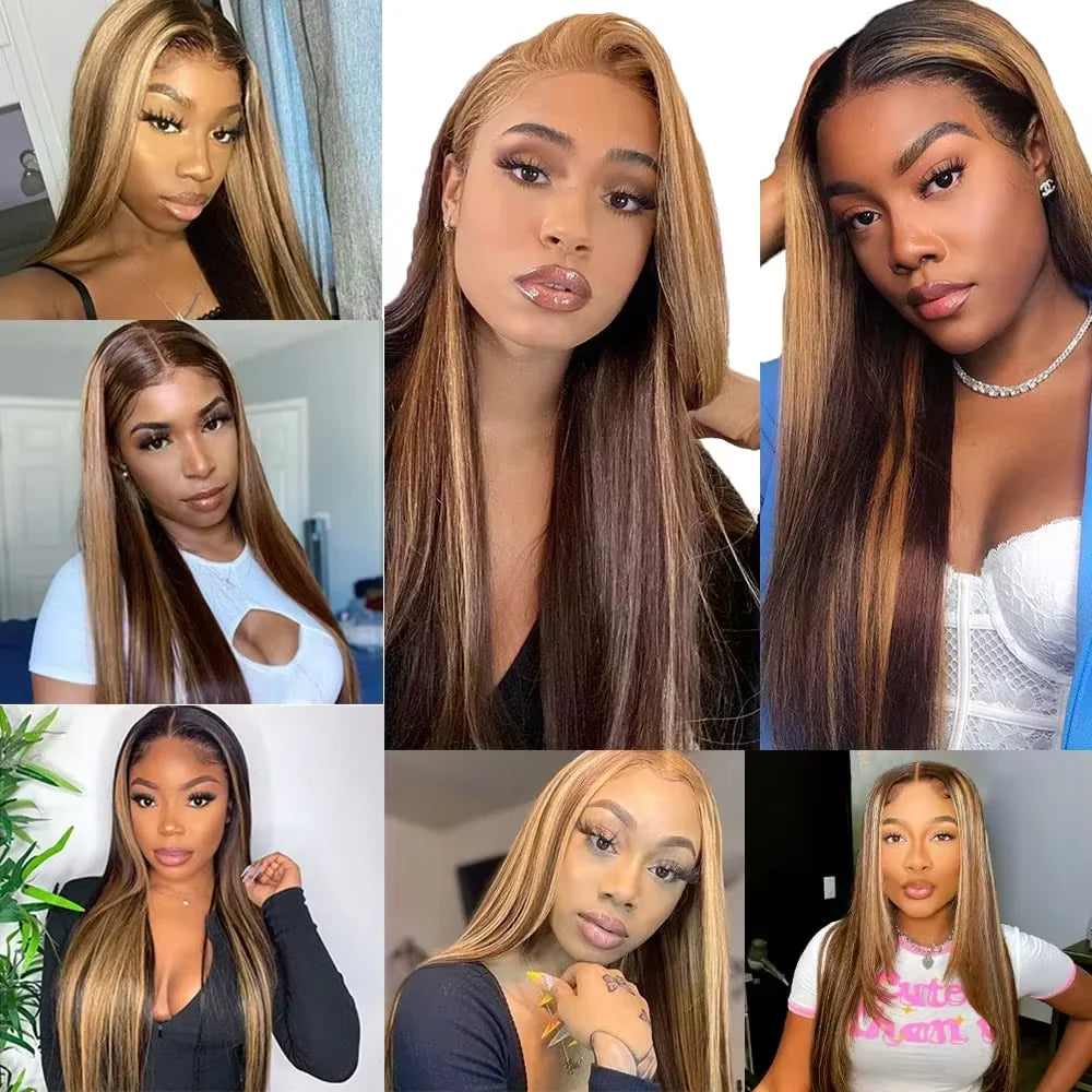 32 Inch P4/27 Straight Bundle Brazilian Hair For Women 100% Human Hair Weaves Highlight Brown Color Hair 1 3 4 Pcs Bundle Deals