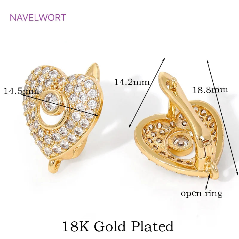 18K Gold Plated Brass Earwires Fasteners,Inlaid Zircon Earring Fixtures,Accessories For Earrings,DIY Jewelry Making Supplies
