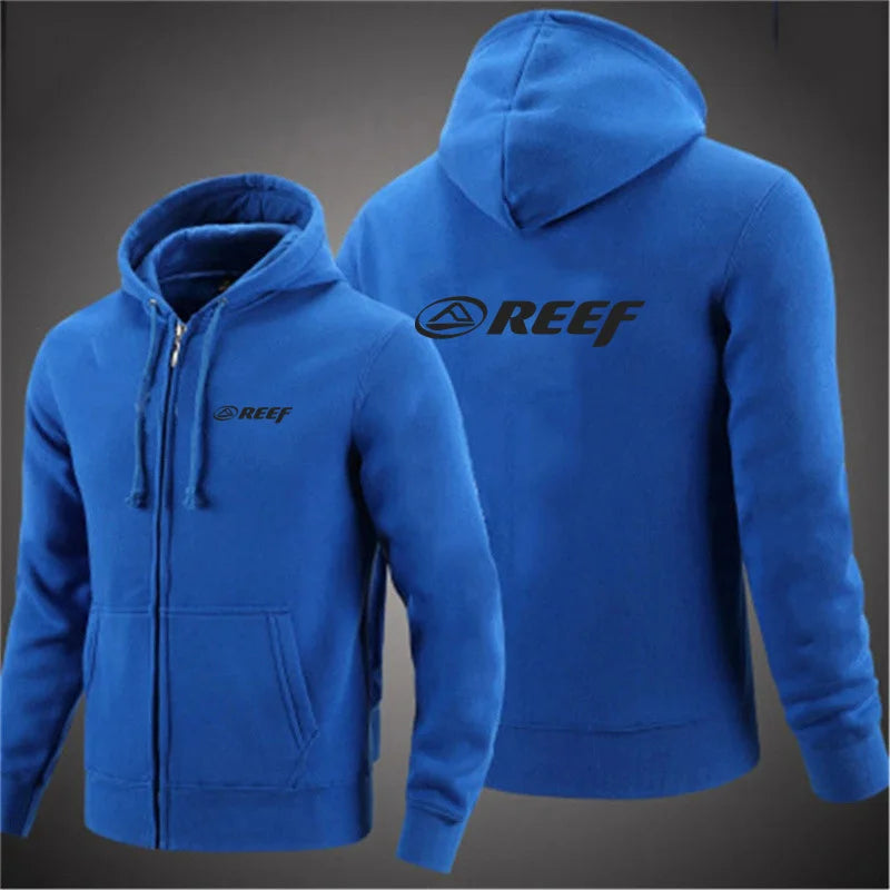 2024 Fashion Fitness Reef Hoodie Spring and Autumn Outdoor Sports Loose Tops Men's Street Style Zipper Coat Oversized Clothes