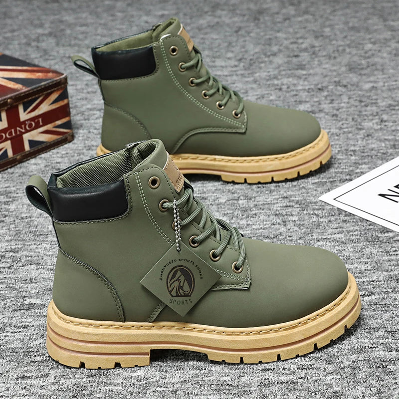 Big Size48 Men Boots Fashion Motorcycle Ankle Boots for Men Waterproof Hiking Boot Winter Chelsea Retro Boots Comfy Botas Hombre