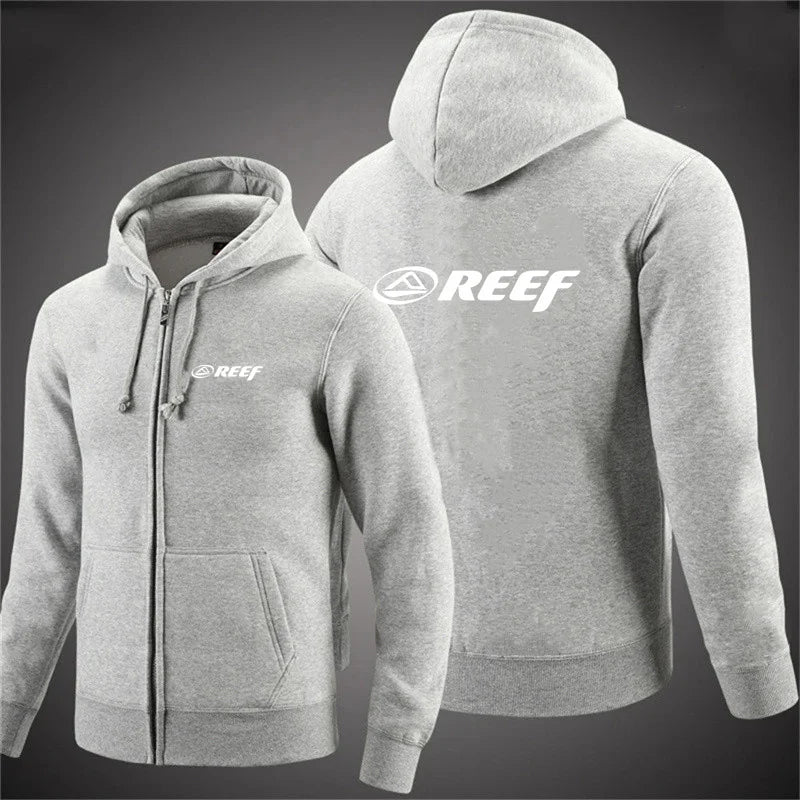 2024 Fashion Fitness Reef Hoodie Spring and Autumn Outdoor Sports Loose Tops Men's Street Style Zipper Coat Oversized Clothes
