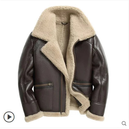 AYUNSUE Natural Sheepskin Wool Coat 25 Winter Jacket Mens Fur Jackets Coats Motocycle& Biker Genuine Leather Jacket Men Clothes