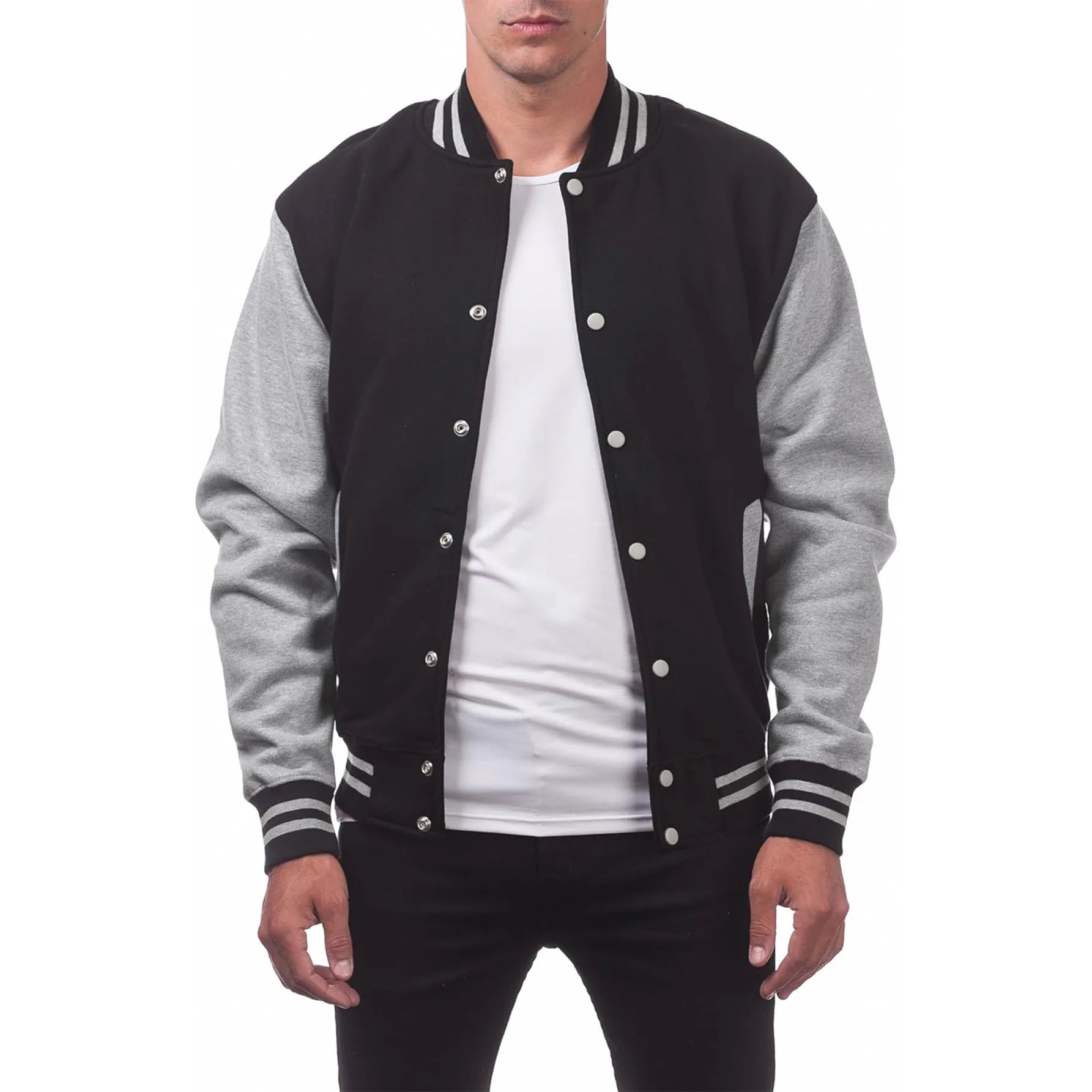 Black White Solid Color Jacket Loose Oversized Clothes Casual Men Baseball Clothes Personality Street Coat Warm Fleece Jackets