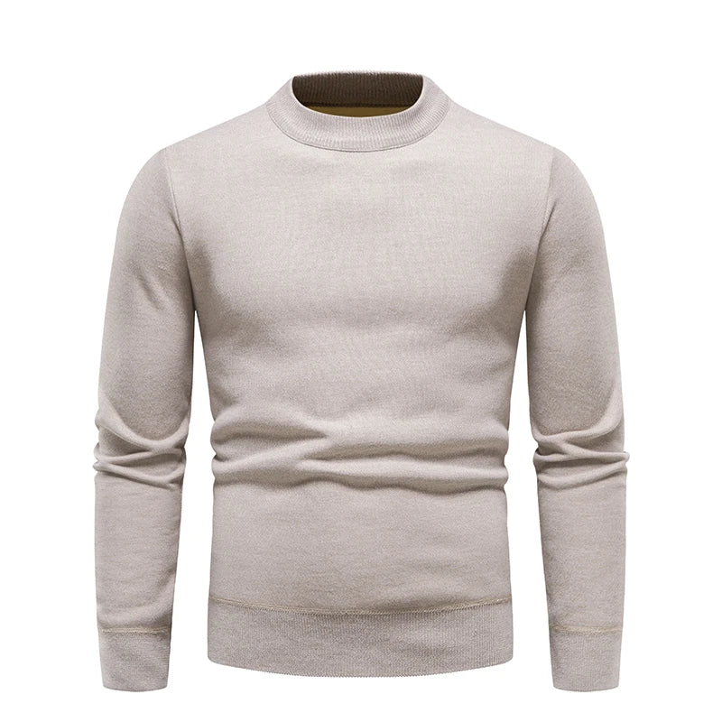 Sweater Men Autumn Winter Jumper Fleece Thickened New Korean Knitwear O-neck Solid White Black Cold Blouse Bottom Shirt Clothes