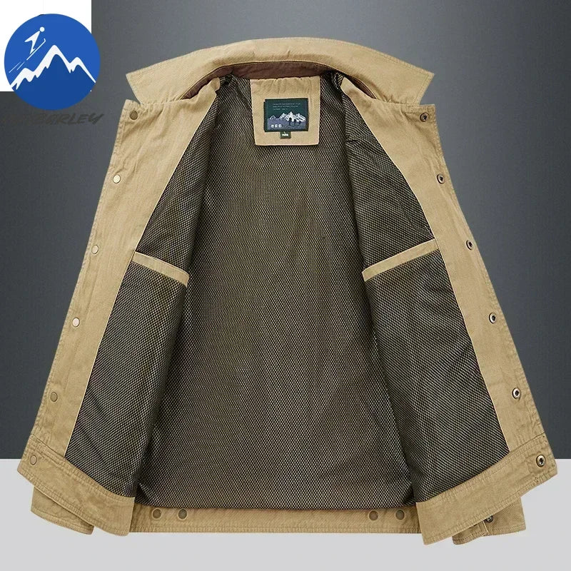 Cargo Jackets 2025 Autumn Men Casual Windbreaker Fashion Working Jacket Coat Male Baseball Jackets Camping Outerwear Man Clothes