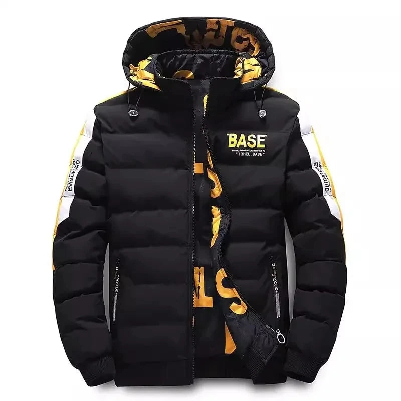 Men Autumn Winter Cotton Jacket Warm Comfortable Padded Thickened Down Jacket 2025 New Double-Sided Clothes Removable Cap M-5XL
