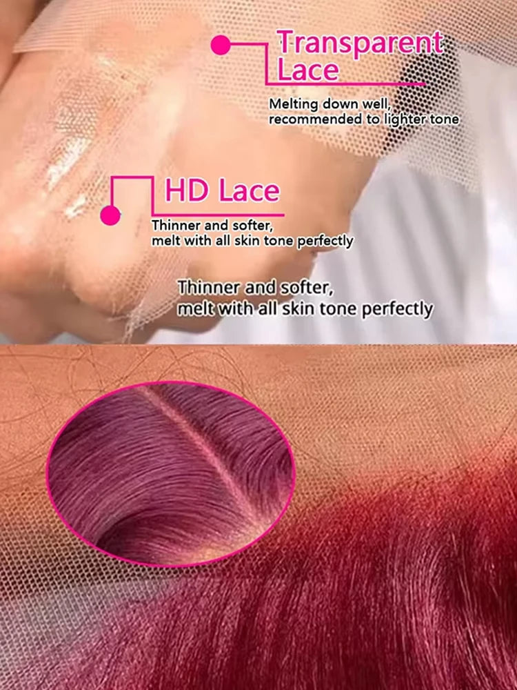 Wewave Burgundy 13x6 Hd Lace Frontal Human Hair Wig 99j Bone Straight Human Hair Wigs 13x4 Hd Lace Frontal Wig Bleached Knoted