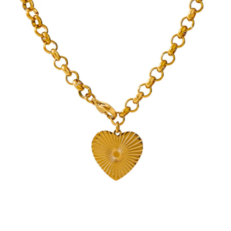 316L Stainless Steel Heart Love Pendant Necklace For Women Fashion 18K Gold Plated Neck Chain Waterproof Jewelry Gift