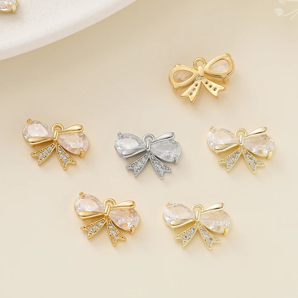 2Pcs/Pack 14/18K Gold Color Plated Butterfly Shape Pendants with Zircon for Necklace Jewelry Making Supplies Accessories