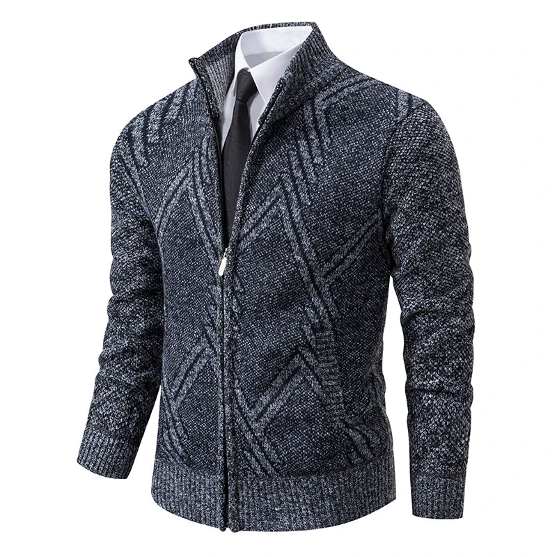 Men's Knit Cardigan Autumn Winter Sweater Coat Man Clothes Brown Blue Luxury Brand Button Fleece Lined Male Knitting Jackets