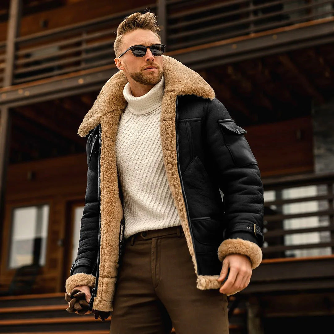 Men's Thickened Fur Collar Windproof Pu Leather Coat Male Brand Leather Jacket Men's Winter Motorcycle Clothes Leanther Jacket