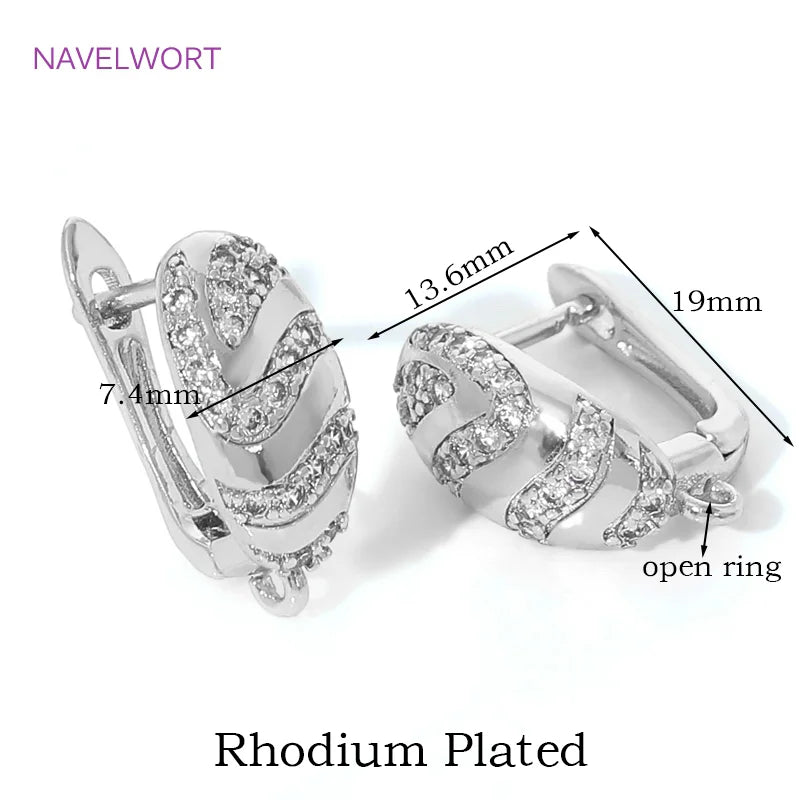 18K Gold Plated Brass Earwires Fasteners,Inlaid Zircon Earring Fixtures,Accessories For Earrings,DIY Jewelry Making Supplies