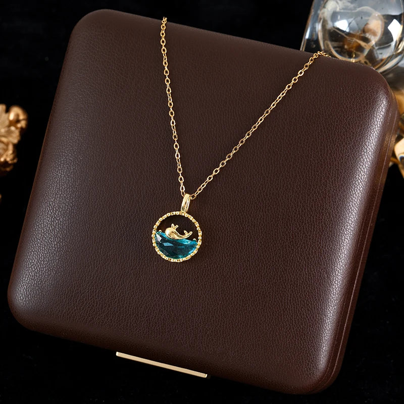 GANEMLY 316L Stainless Steel Eagle Phoenix Pendant Necklace For Women New Trendy 18K Gold Plated Neck Chain Waterproof Jewelry
