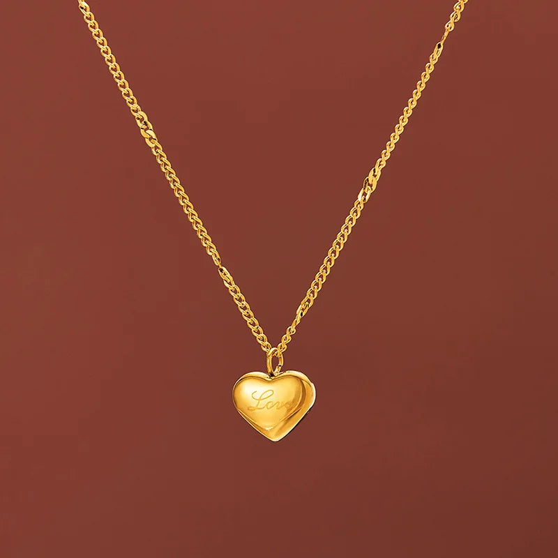 2025 New Titanium Steel Gold plated Love Heart Pendant Necklace For Women Trendy Simple Neck Light luxury Jewelry Gift Choker
