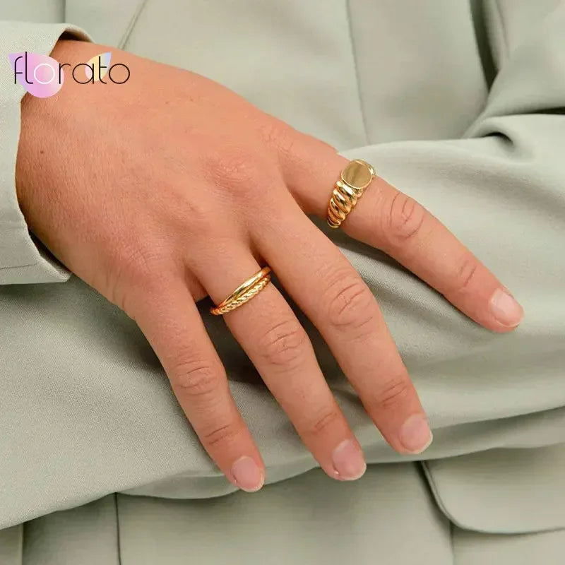 24k Gold-Plated Silver Bling Minimalist Multiple Styles CZ Finger Ring For lovers' Anniversary Engagement Ring Gift Fine Jewelry