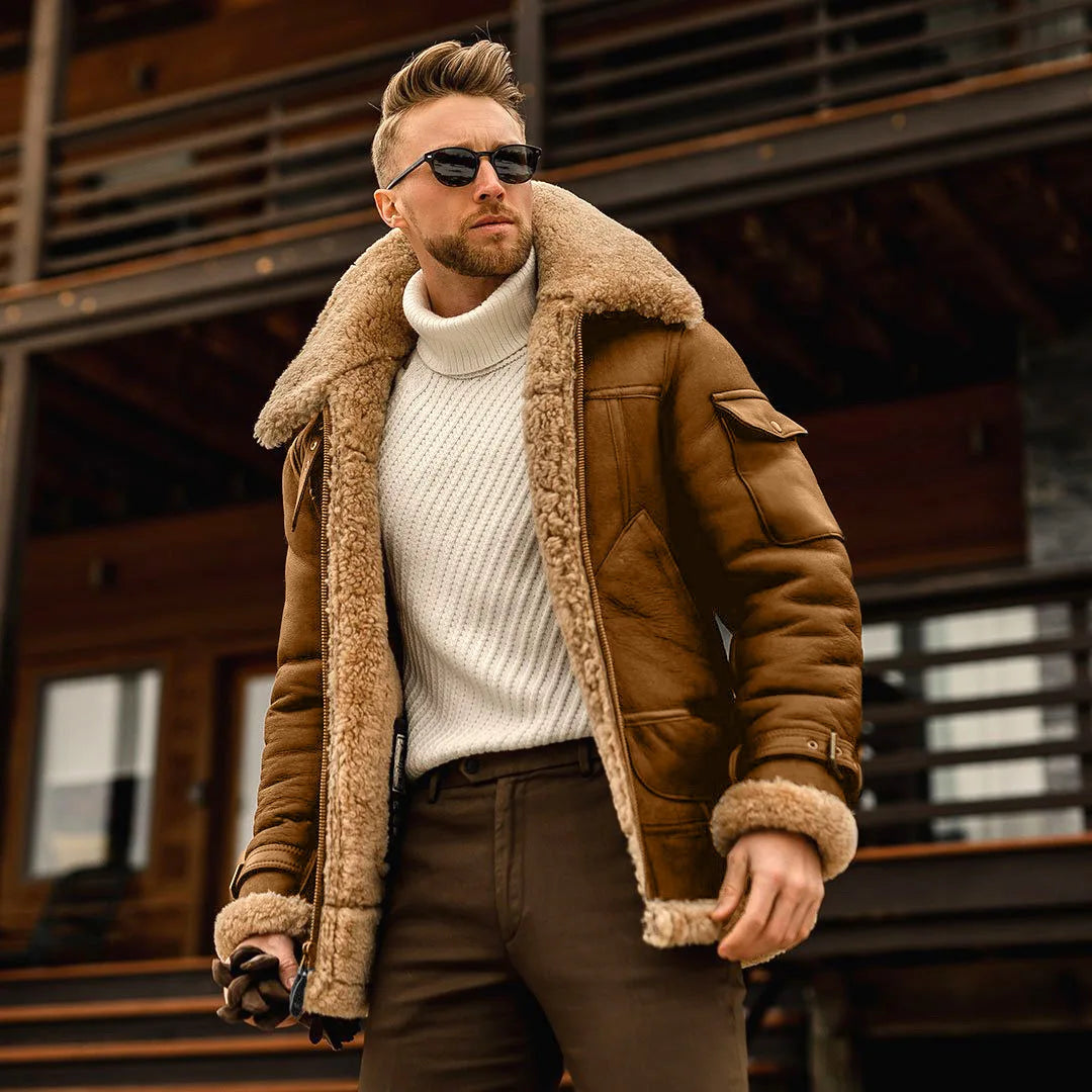 Men's Thickened Fur Collar Windproof Pu Leather Coat Male Brand Leather Jacket Men's Winter Motorcycle Clothes Leanther Jacket