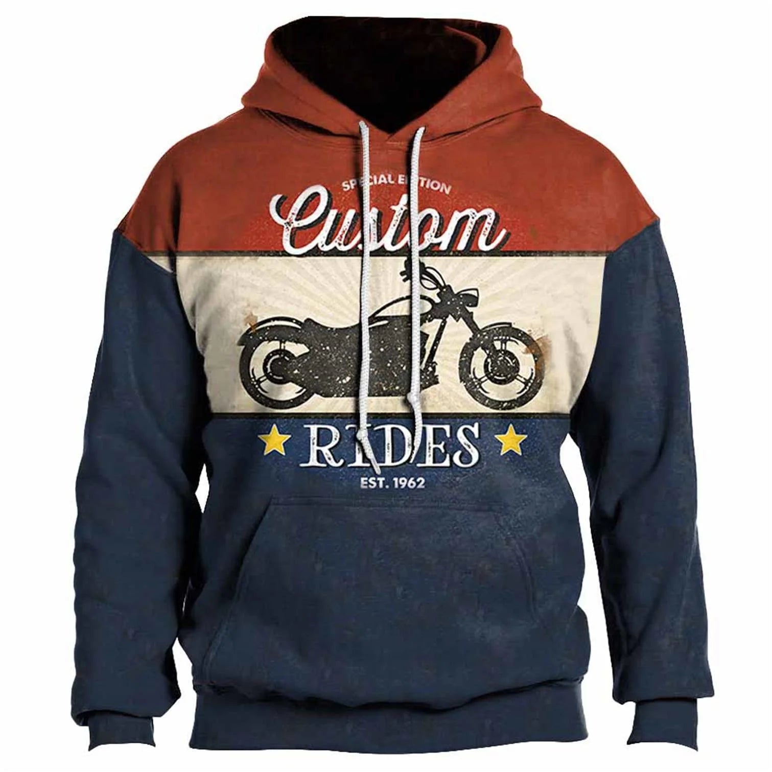 Vintage 66 Route Pullovers For Men Printed Biker Motor Sweatshirt Man Clothes Oversized Long Sleeve Top Tee Shirt Men's Hoodies