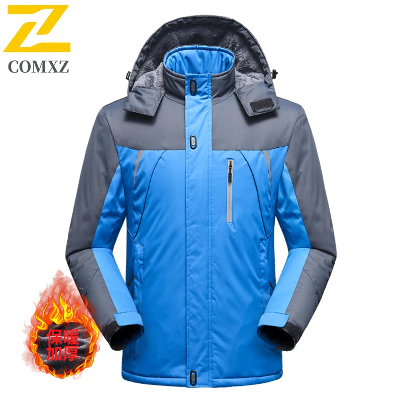 Men's Winter Thermal Jacket 2025 Waterproof Windproof Fleece-Lined Outdoor Coat Snow Skiing Mountaineering Warm Windbreaker