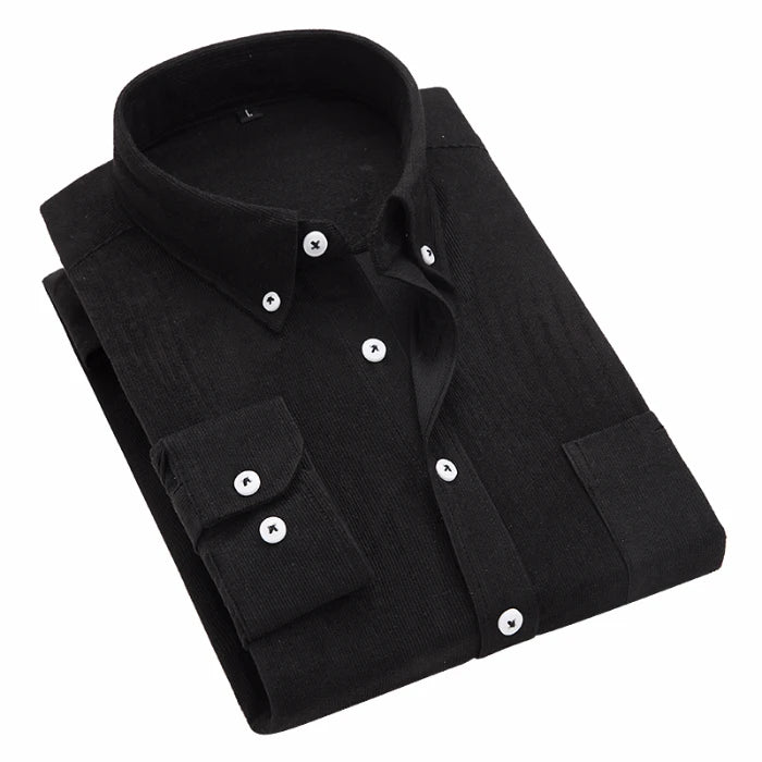 New Multicolor Men Corduroy Shirts Long Sleeve Casual Regular Fit Business Dress Shirts Male Comfortable Pocket Fashion Clothes