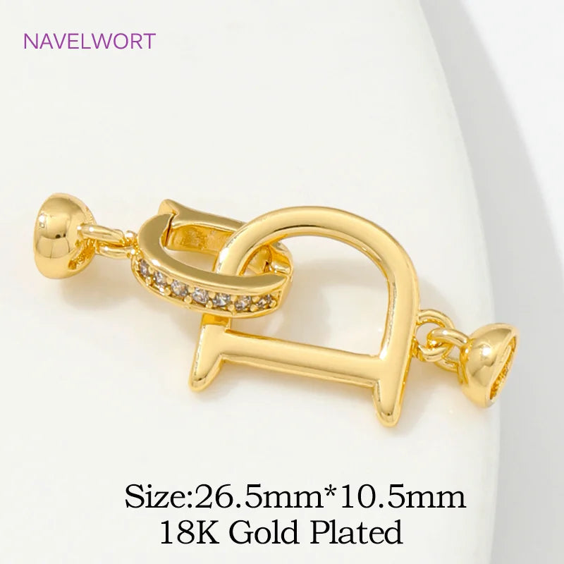 18K Gold Plated Jewelry Connector Clasps Fasteners Brass With Zircon Pearl Necklace Clasps For DIY Bracelet Making Accessories