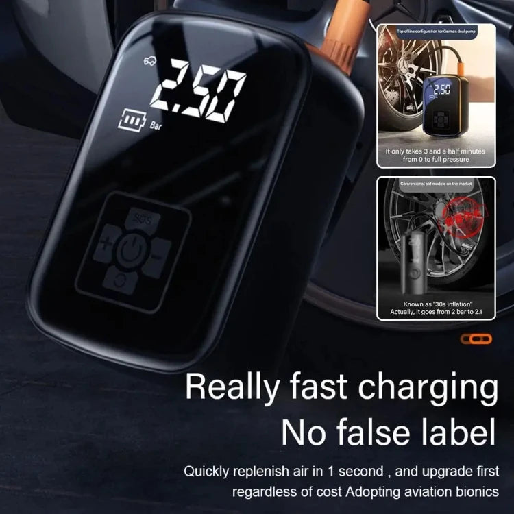 12V Car Tire Inflator Pump Portable Air Compressor - Cigarette Lighter Powered Only, Wired (Not for Power Bank/Home Use)