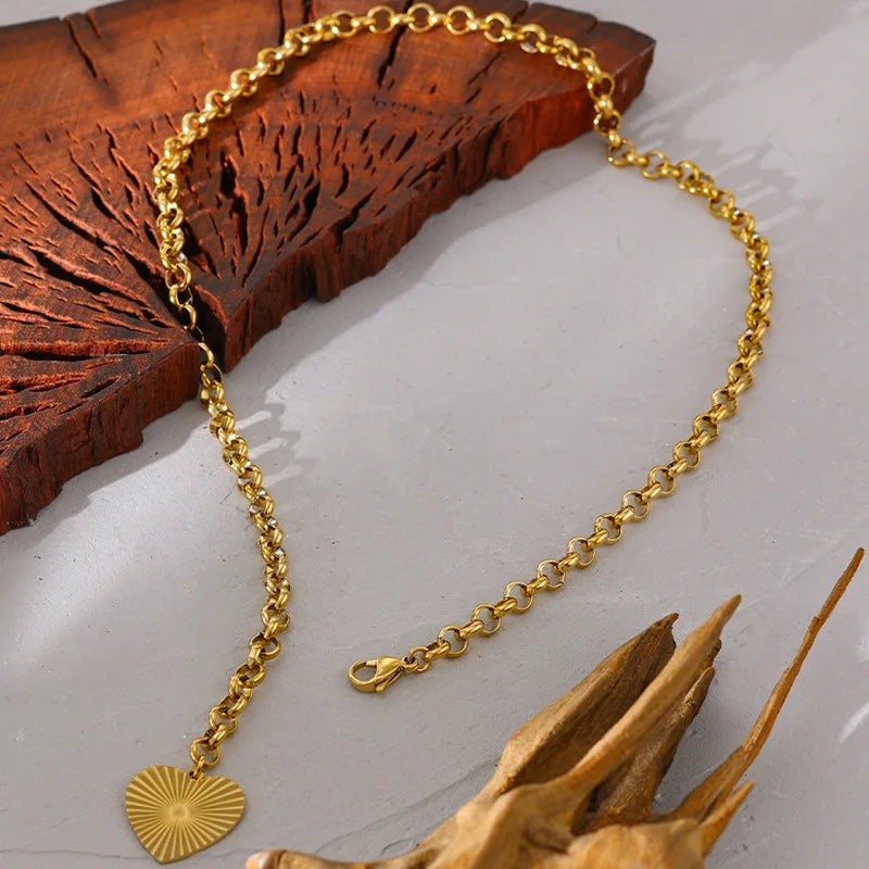 316L Stainless Steel Heart Love Pendant Necklace For Women Fashion 18K Gold Plated Neck Chain Waterproof Jewelry Gift