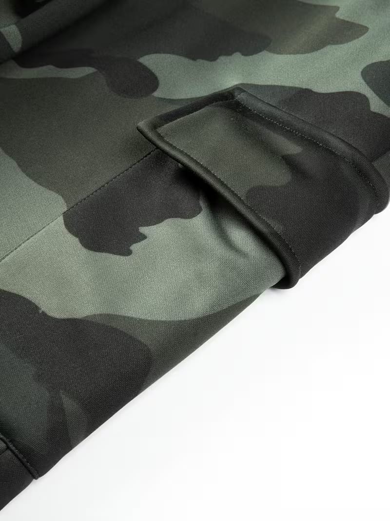 Men's 2pcs Camouflage Hooded Sweatshirt and Army set, Multi-Pocket Design, All-over print, Long Sleeve