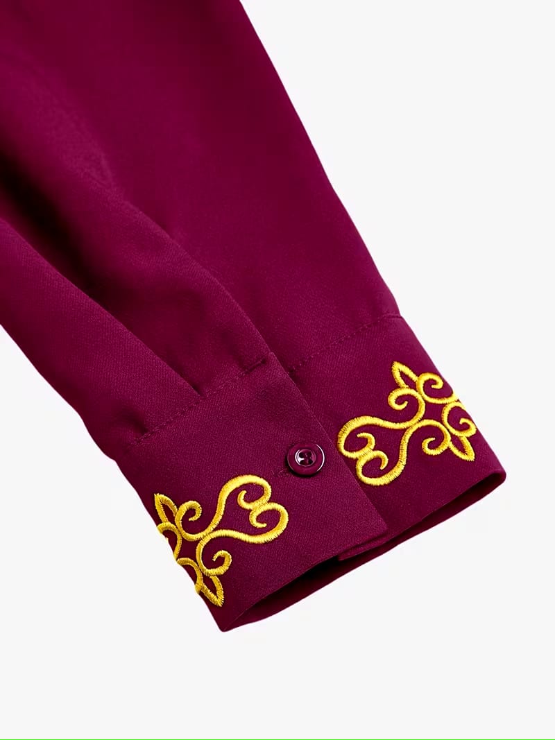 Dashiki Men's Long Sleeve Set, Long Sleeves, Round Neck, Button-Up Cardigan, Pockets, Split Hem, Embroidery, Elastic Waist Pants, Men's Outfit, Men's Casual Shirt and Pants 2pcs Set, New Four-Season Style 1 Set, Street Style, Party, Wedding Attire